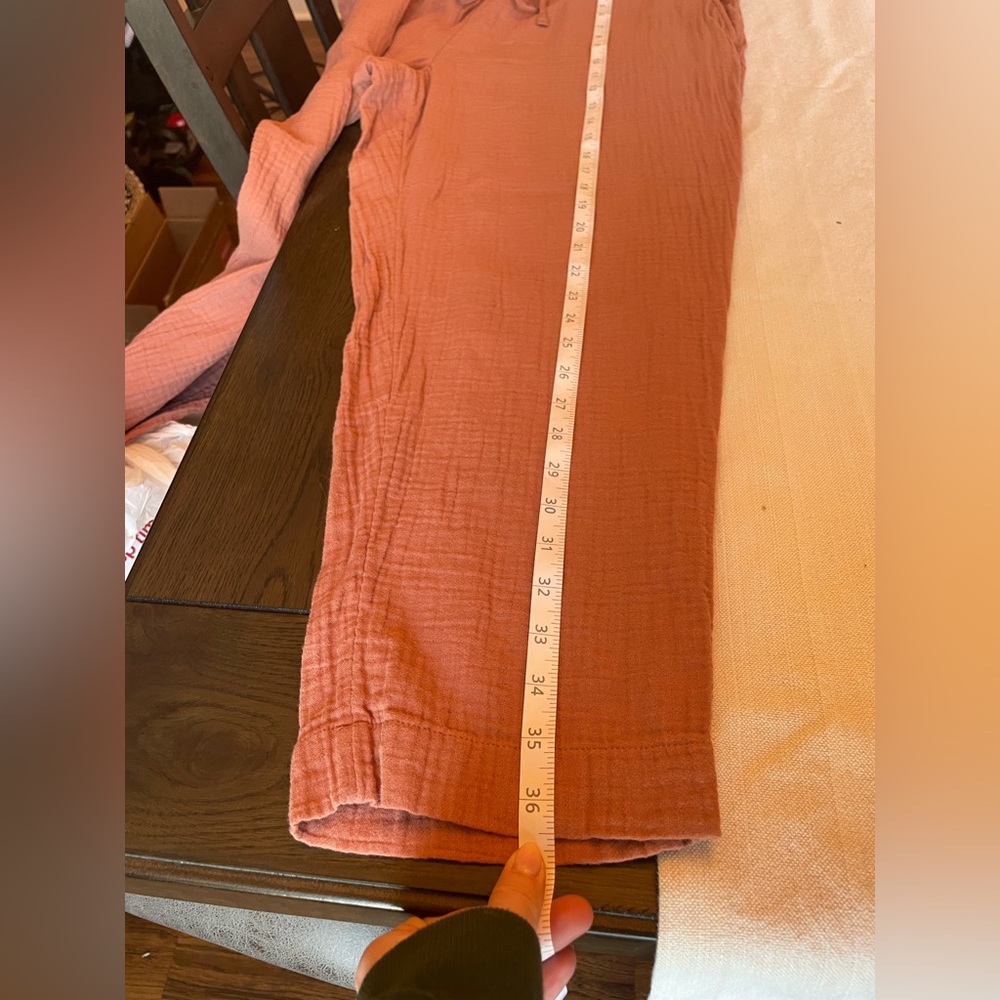 Like New 100% Cotton Relaxed Tie Waist Pants Dusty Rose Brown Large - Picture 12 of 12